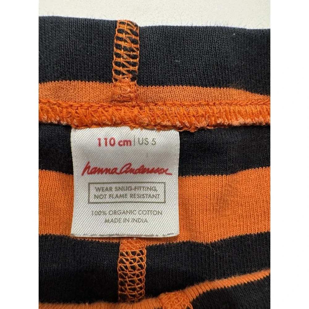 Hanna Andersson PJ Pants Size 110cm/ 5 Orange Striped Halloween Spooky Organic